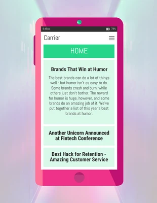Free  Template: Wireframe du site web mobile rose
