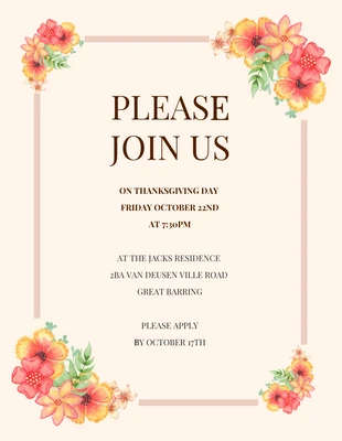 premium  Template: Invitation à Thanksgiving
