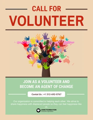 Free  Template: Folheto de voluntário de ilustração bege e verde