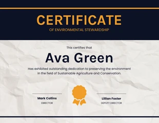 business  Template: Certificado simple de mayordomía texturizado