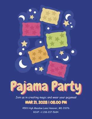 Free  Template: Invitation à une fête de pyjama simple et colorée