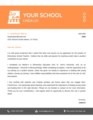 Free  Template: Papel timbrado minimalista para professores de laranja e verde escuro