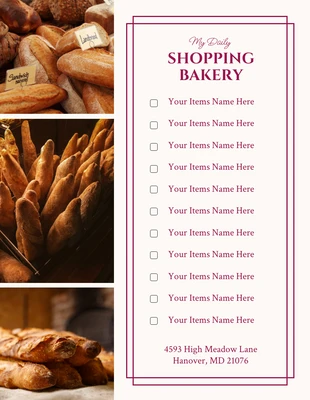Free interactive Template: Gris clair et rose foncé Shopping classique Liste de contrôle des produits de boulangerie