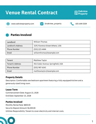Free  Template: Modèle de contrat de location de salle