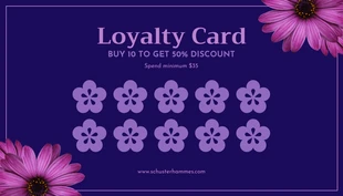 Free  Template: Marineblaue und lila moderne Blumen-Boutique-Treuekarte