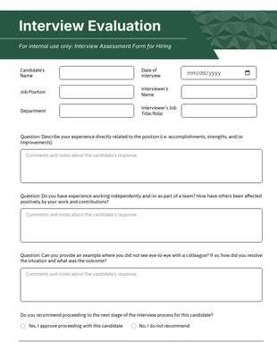 premium interactive Template: Formulaire d'entretien vert émeraude