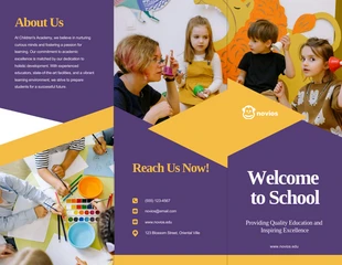 premium  Template: Brochure à trois volets de l'école orange et violette
