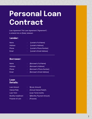 Free  Template: Contratos de empréstimo minimalistas com padrão moderno azul-roxo profundo