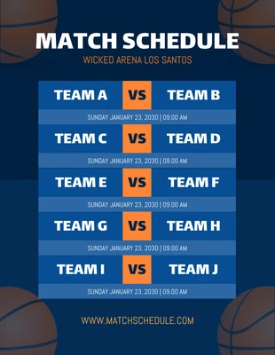 Free  Template: Navy Plantilla simple de calendario de partidos