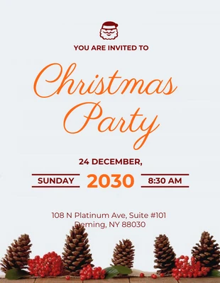 Free  Template: Hellgrauer und orangefarbener Weihnachtsfeier-Flyer