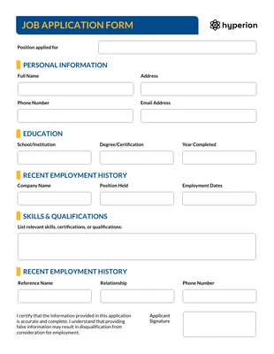 business interactive Template: Formulaires de demande d'emploi professionnels bleus et jaunes