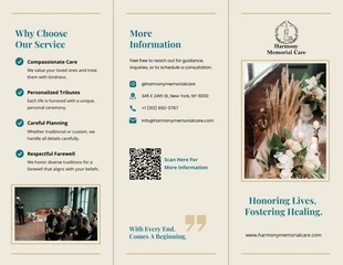 business interactive Template: Folheto Funeral Minimalista Bege com Três Dobras