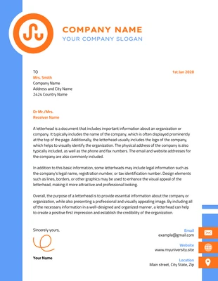 Free  Template: Modello di carta intestata creativa professionale moderna blu e arancione
