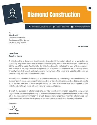 Free  Template: Membrete profesional minimalista amarillo y azul para la construcción