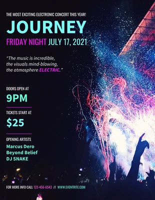 premium  Template: Affiche de concert de musique électronique au néon