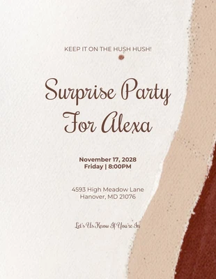 Free  Template: Beige moderne ästhetische Textur-Überraschungsparty-Einladung