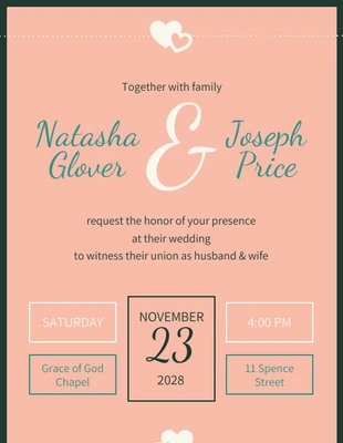 premium  Template: Invitación de boda rosa claro elegante