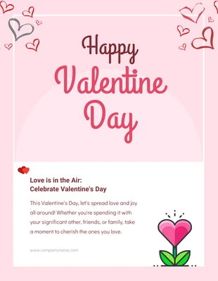 Free  Template: Poster rose pastel pour la Saint-Valentin