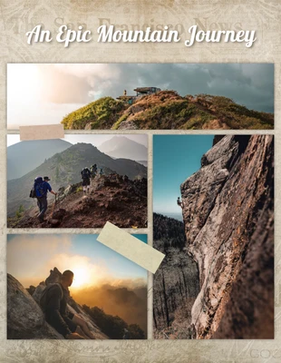 Free  Template: Hellbraune klassische Foto-Reisecollagen
