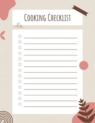 Free interactive Template: Liste de contrôle pour la cuisine rose et crème
