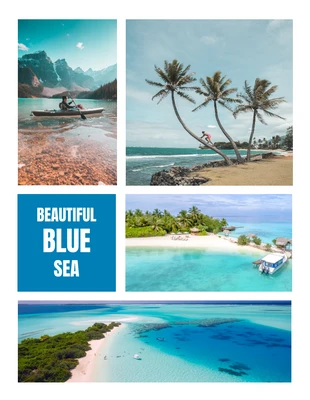 Free  Template: Weiße minimalistische coole schöne Meeresfotocollagen