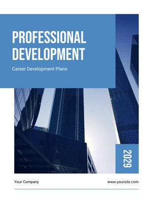 Free  Template: Plans de développement professionnel d'entreprise simples et modernes, blancs et bleus