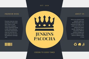 premium  Template: Etiqueta Para Botella De Vino Geométrico simple blanco y gris oscuro