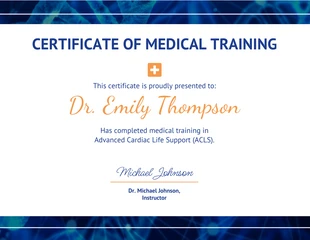 Free  Template: Certificado médico con borde de fotografía azul