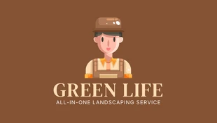 Free  Template: Tarjetas De Visita Para Servicios De Paisajismo Con Ilustración Estética Minimalista Marrón Oscuro