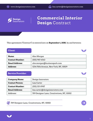 premium  Template: Modelo de contrato de design de interiores comercial