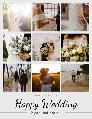 Free  Template: Collages de photos de mariage simples gris