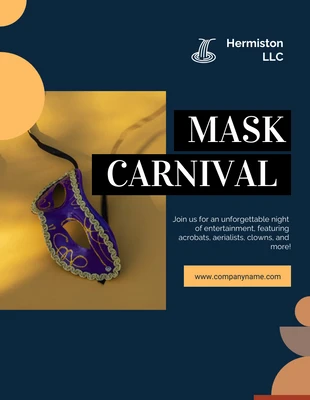 Free  Template: Modello di poster di invito al Carnevale con maschera gialla e marina