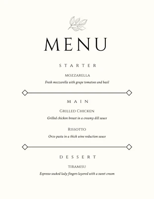 Free  Template: Menú Elegante Simple Beige