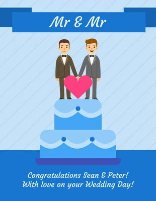 Free  Template: Biglietto di matrimonio Mr e Mr blu