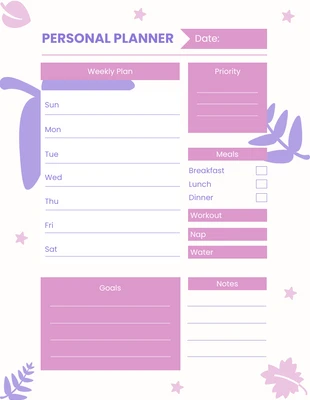 Free  Template: Planejador Pessoal Floral Pastel