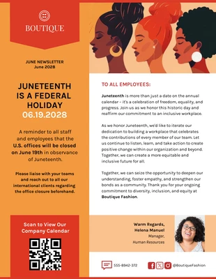business  Template: Osservando la newsletter via email di Juneteenth at Work