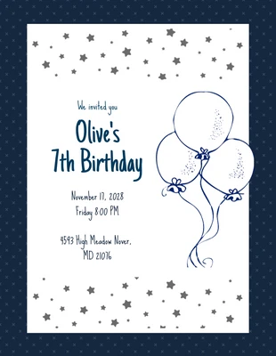 Free  Template: Marineblaue und weiße minimalistische Illustration für Kinderpartys