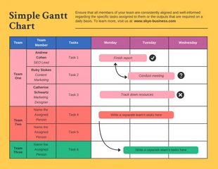 Free  Template: Gráfico de Gantt colorido simples