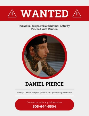 Free  Template: Pôster de procurado vermelho e cinza