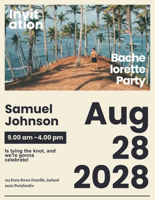 Free  Template: Invitation Bachelorette noir et marron clair