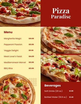 Free  Template: Gelbe und rote minimalistische Fotocollage-Pizzakarte