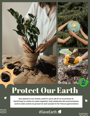 Free  Template: Pôster do Dia da Terra Sage Green