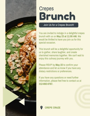 Free  Template: Verde Moderno Elegante Minimalista Crepes Brunch Invitación