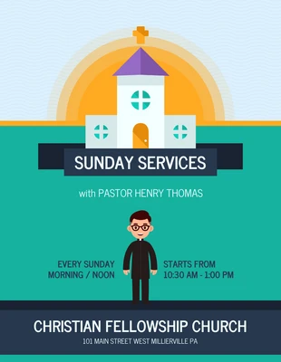 Free  Template: Flyer de l'événement de l'église Bright Sunday Services