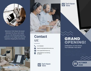 Free  Template: Brochure di inaugurazione del negozio tecnologico