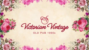 Free  Template: Carte De Visite Vintage floral classique jaune clair