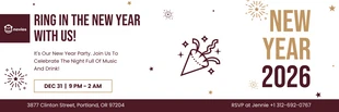 Free  Template: Rot Maroon und Gold Neujahr Party Feier Banner