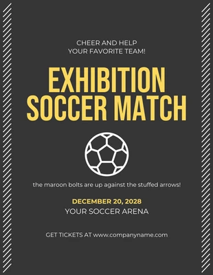 Free  Template: Affiche De Match De Football D'exposition Géométrique Simple Gris Foncé Et Jaune