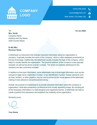 Free  Template: Plantilla con membrete azul minimalista para inmobiliaria