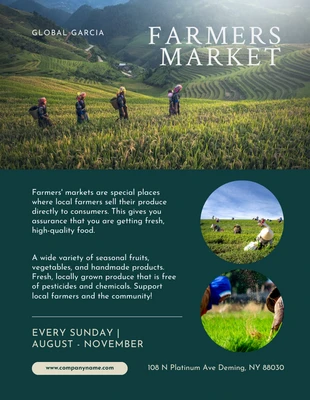 Free  Template: Dunkelgrünes, modernes, professionelles Bauernmarkt-Poster